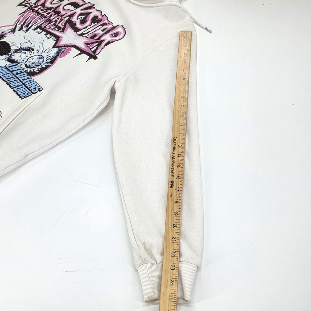 Rockstar Original Skull Hoodie Men L Y2K Pink Graphic Streetwear - Picture 14 of 16